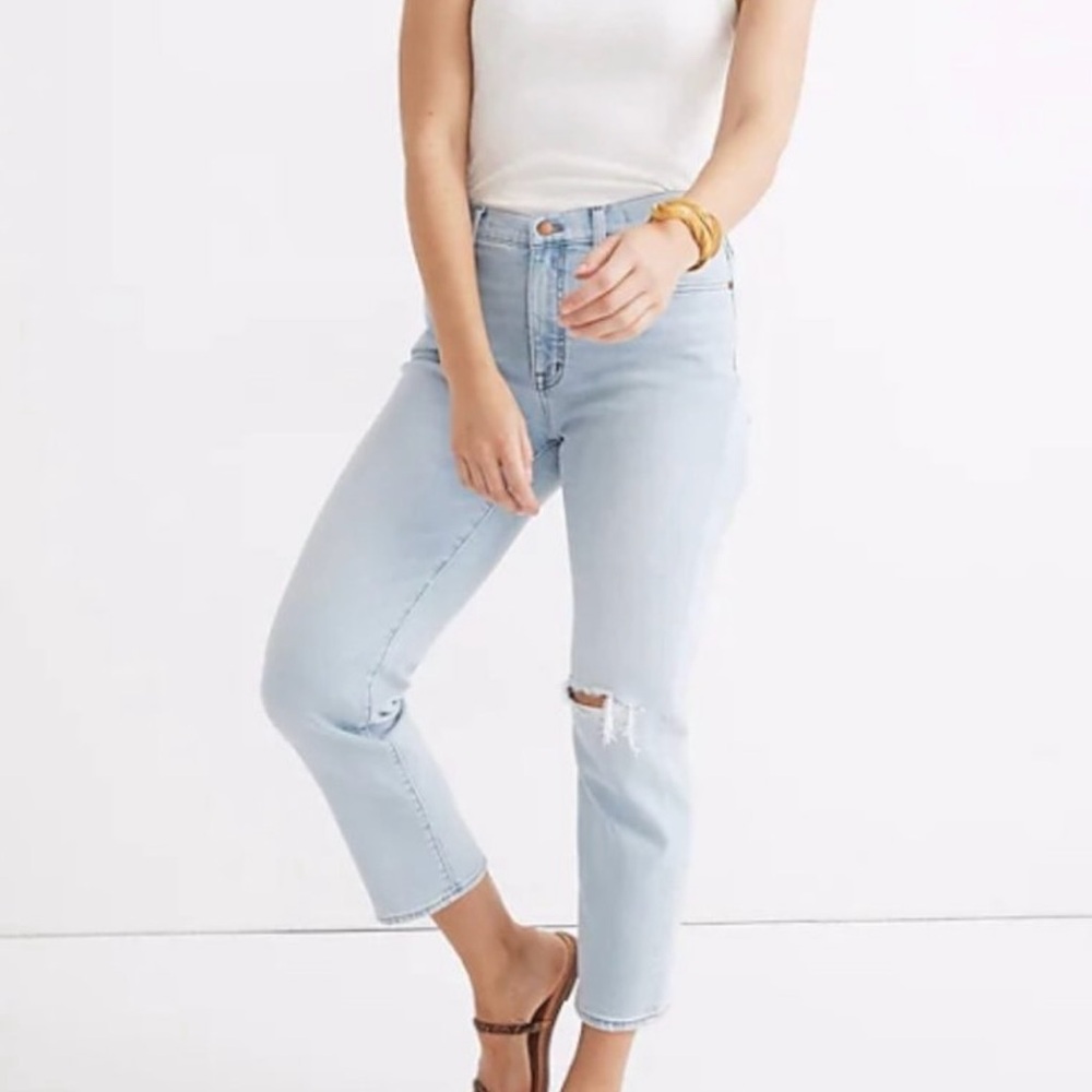 Madewell Mid-Rise Classic Straight Knee Rip Edition
